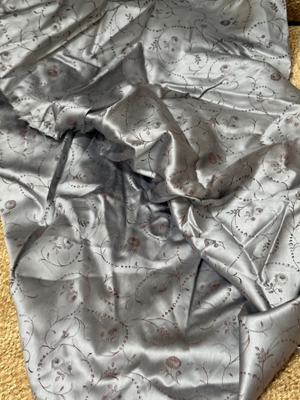 Sferra Flores 600 thread count Egyptian Cotton Sateen Fabric Slate